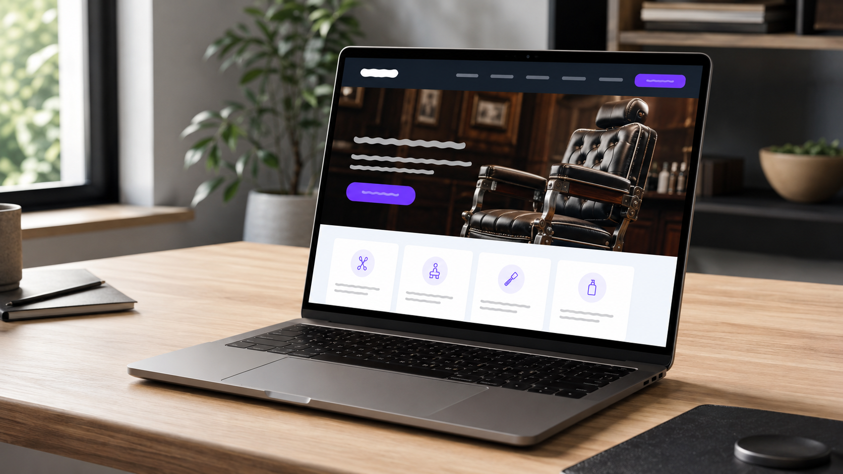 Modelo ilustrativo de site para barbearia